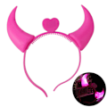 Miniatyrbillede 2 af 3: LED Lysende Blinkende Djævelhorn Pandebånd Glødende Djævelhorn LED Kostume Pandebånd (Pink)