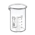 Miniatyrbilde 1 av 5: 10ml Lavt Glassbeger, 3.3 Borosilikatglass Gradert Trykt Skala Målebeger Med Tute For Kjøkken Lab Væske Trans