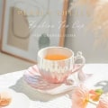 Miniatyrbillede 3 af 5: Keramiske Tekopper og Underkopper Kaffe Kande Porcelæn Britisk Kaffe Latte Kopper Perlemors Skaller Pink