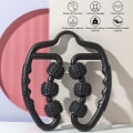 Miniatyrbilde 2 av 5: Muskelrulle, leggmassasjer, massasjerullestav for lårben, 6-hjul fascia muskelrulle for dypvevsmassasje for å lindre cellulitter, massasjerull, svart