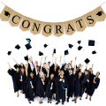 Miniatyrbillede 1 af 5: Tillykke Banner Burlap Graduation Banner Sort Graduation Cap Montering Kandidater