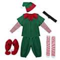 Miniatyrbild 4 av 5: Jultomten Kostym Grön Elf Cosplay Familj Julparty Nyår Maskerad Kostym för Vuxna Kvinnor 150 Men 150