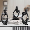 Miniatyrbilde 4 av 4: Mini Thinker Skulptur Ornamenter Resin Svart Moderne Abstrakte Skulpturer Skrivebordsdekorasjoner for Hjem Stue Kontor, 22*13cm