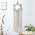 Miniatyrbild 1 av 5: Macrame väggbonad - Boho dekorativ väggspegel med tofsar, handgjord vävd väggdekor