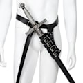 Miniatyrbillede 2 af 5: Middelalderlig læder sværd bælte talje skede skabard rapier spænde strop hylster mænd rustning cosplay,bla
