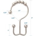 Miniatyrbillede 2 af 5: Bruseforhængsringe, rustfrit metal dobbelte brusekroge til gardinrullende bruseforhængskroge ringe bruseforhængsringe til badeværelsesbruseforhæng