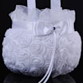 Miniatyrbilde 2 av 5: Brude Satin Lace Dekor Kurv Blomstjente Beige Rose Kurv Ringbærer Kurv for Bryllupsfest Dekorasjon