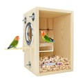 Miniatyrbillede 1 af 5: Srbtv-Fuglerederkasse Parakitter Opdræt Redkasse Fuglereder Træ Akryl Transparent Opdrætskasse Til Fink Kanariefugle Kakadue Budgie Conure Par