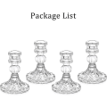 Miniatyrbilde 5 av 5: Krystallglass Lysestaker Sett med 4 Dekorative Lysestaker Klart Glass Lysestaker