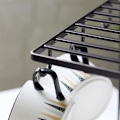 Miniatyrbilde 4 av 5: 1 stk. kaffekoppholder 6 kroker metall koppstativ tekopp displaystativ for 6 kopp underkopp skje sett