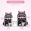 Miniatyrbilde 3 av 6: Barns skulderbagg, barneskoleelever, skolesekk, jenter 1 2 3 fire fem seks klasser 6-12 år gammel Black and Pink Large 27X13X37CM 1368