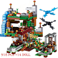 Miniatyrbillede 3 af 4: 1500 stk Myworld Mursten Sæt Minegård Bjerghule Vandfald Landsby Jungle Træhytte Figurer Model Byggeklodser Legetøj Gaver - Blokke -
