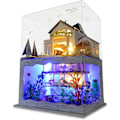 Miniatyrbild 1 av 5: Miniatyr DIY dockhus kit, trädockhus kit med möbler och dammskydd, handgjorda hantverk för vuxna, 1:24 för födelsedag,