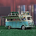 Pikkukuva 2 / 3: Retro Classic Camper Van -malli, Metalliautomalli Vintage Rv Camper Van -lelu Simuloitu Limusiini Ranta-auto Koti Sisustus Työpöydälle Hyllyyn