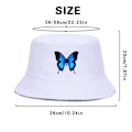 Miniatyrbillede 5 af 5: Hot Sale Harajuku Blå Sommerfugl Spand Spand Unisex Casual Strand Solhat Ukraine National Emblem Guld Foldbar Bomuld Panama Hat Blue Butterfly 03