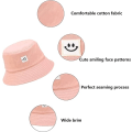 Miniatyrbilde 3 av 5: Solhatt for barn med smilende ansikt, bøttehatt for jenter og gutter, sommer solbeskyttelse bomull unisex strandlue