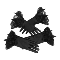 Miniatyrbilde 3 av 5: Elegante Brudehansker Hånd Mesh Sløyfehansker Korte Fullfingerhansker Votter For Bryllup Kveldsfest Svart