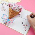 Miniatyrbillede 3 af 4: Pop Up Takkekort, Takkekort, 3D Pop Up Blomster Fødselsdagskort Med Kuvert Til Bryllup, Forretning, Baby Showers, Mors Dag (5,9 x 7,9