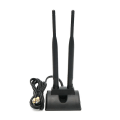 Pikkukuva 1 / 5: Kaksois-Wifi-antenni RP-SMA-urosliittimellä 2,4 GHz 5 GHz kaksoiskaista-antenni magneettijalustalla langaton reititin Wifi-sovitin