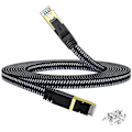 Miniatyrbild 1 av 5: Cat 8 Platt Ethernet-kabel 10m, Cat8 Nylonflätad Internetkabel, Hög hastighet 40gbps Nätverkskabel, Rj45 Spelkabel För