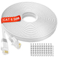 Miniatyrbilde 1 av 5: Ethernet-kabel 50m, Cat6 Ekstra Lang Flat Internettkabel 50 Meter, Høyhastighetsnettverkskabel Hvit, Rj45 Kontakt Lan-kabel Kompatibel