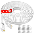 Pikkukuva 1 / 5: Ethernet-kaapeli 50m, Cat6 Extra Long Flat Internet-kaapeli 50 metriä, Nopea Verkkokaapeli Valkoinen, Rj45 Liitin Lan-kaapeli Yhteensopiva