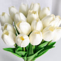 Miniatyrbillede 3 af 5: Kunstige Tulipaner Blomster, Kunstige Blomster Kunstige Tulipaner 12 stk Hvide Tulipaner Ægte Berøring Brude Bryllup Buket til Hjem Have Fest Flo