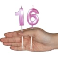 Pikkukuva 3 / 5: Vaaleanpunaiset 10. syntymäpäiväkynttilät kakkuihin, numero 10 glitterkynttiläkakun koriste juhliin, vuosipäivään, häihin ja juhlallisuuksiin