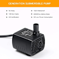 Pikkukuva 5 / 5: Sukeltava vesipumppu, akvaariopumppu säädettävä 200L/H 3W ultraäänetön USB-pumppu lammikkoon, kalasäiliöön, suihkulähteeseen, kalasäiliöön, 1,4 m johto