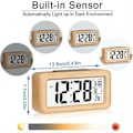 Miniatyrbild 2 av 5: Enkel att ställa in bambu digital väckarklocka med temperatur, datum, bakgrundsbelysning, snooze, för sovrum, sängbord, hem, kontor