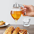Miniatyrbilde 2 av 4: Honningsirupdispenser, 200ml Honningdispenser Krukke Beholder Akryl Oppbevaringskrukke Ingen Drypp, Moderat Flyt BPA-fri
