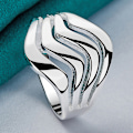 Miniatyrbillede 5 af 5: 925 Sterling Sølv Ring Glat Bølgering 6-10 Fashion Charm Smykker 9