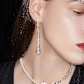 Miniatyrbilde 3 av 5: Øredobber Dråpe Øredobber Lange Øredobber Dangle Statement Kjede Øredobber Rhinestone Gave