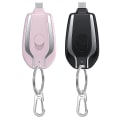 Miniatyrbillede 1 af 5: 1500mAh Nøglering Telefonoplader, mini Power Emergency Pod Kompatibel med iPhone eller Type-C Hurtigopladning Power Bank Nøglering (sort til Type-C