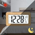 Miniatyrbild 3 av 5: Enkel att ställa in bambu digital väckarklocka med temperatur, datum, bakgrundsbelysning, snooze, för sovrum, sängbord, hem, kontor