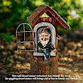 Miniatyrbillede 5 af 5: Nisse Statue Resin Havevindue, Havedekoration Nisse Ud Af Døren Træknuser Statue De