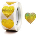 Miniatyrbilde 1 av 4: Glitter Gull Hjerte Klistremerker 1 tomme 500 stk Jule Glitrende Lim Dekorative Etiketter Rull Gave til Bryllup Invitasjon Konvolutt Skrapbok Valen