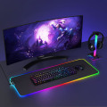 Miniatyrbild 3 av 5: RGB Stort Spelmusmatta, XXL Musmatta 800x300x4mm, PC Speltillbehör Musmatta, Tangentbordsskydd för Datorspelare - Svart