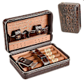 Miniatyrbillede 2 af 5: Ctmw Læder Rejse Cigar Humidor Etui, Bærbar Cedertræ Med Luftfugtighedsfugter Luftfugtighedsfugter Til 4 Cigarer