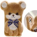 Miniatyrbilde 1 av 5: Kompatibel med iPhone 13 Pro Max Fuzzy Plush Case Søt 3D Morsom Tegneserie Bjørn Håndlaget Fluffy Pels Pels Sløyfe Vinter Varm Glatt for Kvinner Jente Myk