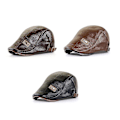 Miniatyrbillede 3 af 5: Trendy læderbaret til mænd, justerbar PU læder Ivy Cap Newsboy Hat fiskehat til mænd