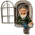 Miniatyrbillede 1 af 5: Nisse Statue Resin Havevindue, Havedekoration Nisse Ud Af Døren Træknuser Statue De