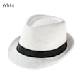 Miniatyrbilde 2 av 5: Avslappet bredbremmet stråpanamahatt unisex solhatt mote cowboy fedorahatt sommerstrand gangsterhatt white