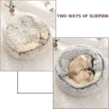 Miniatyrbilde 3 av 4: Fluffy katteseng, rund, myk plysj, hule med hette, katteseng, for vinteren, varm, sovepute, sklisikker, maskinvaskbar, for
