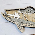 Miniatyrbild 2 av 5: Träskulptur av fisk, väggdekoration, havsabborre, lax, prydnader