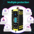 Miniatyrbilde 3 av 5: 12V/24V 8Amp automatisk batterilader med 3-trinns lading, 6 lademodus og LCD-skjerm, intelligent lading, reparasjoner, vedlikehold