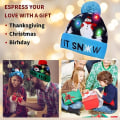 Miniatyrbilde 2 av 5: 2 stk LED julegenser lue lys opp Xmas lue strikket lue unisex vinterlue med 6 lys