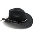 Miniatyrbillede 2 af 5: Dewenwils Western Cowboy Top Hat Filthat Sort