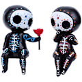 Miniatyrbillede 3 af 4: Sugar Skull Pink Par Figur Til Death Resin Samleobjekt Par Mini Dekorativ Statu