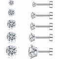 Miniatyrbild 1 av 5: Cubic Zirconia Hypoallergena örhängen för kvinnor män flickor Statement brosk mode kirurgiskt stål Helix örhängen 5 par